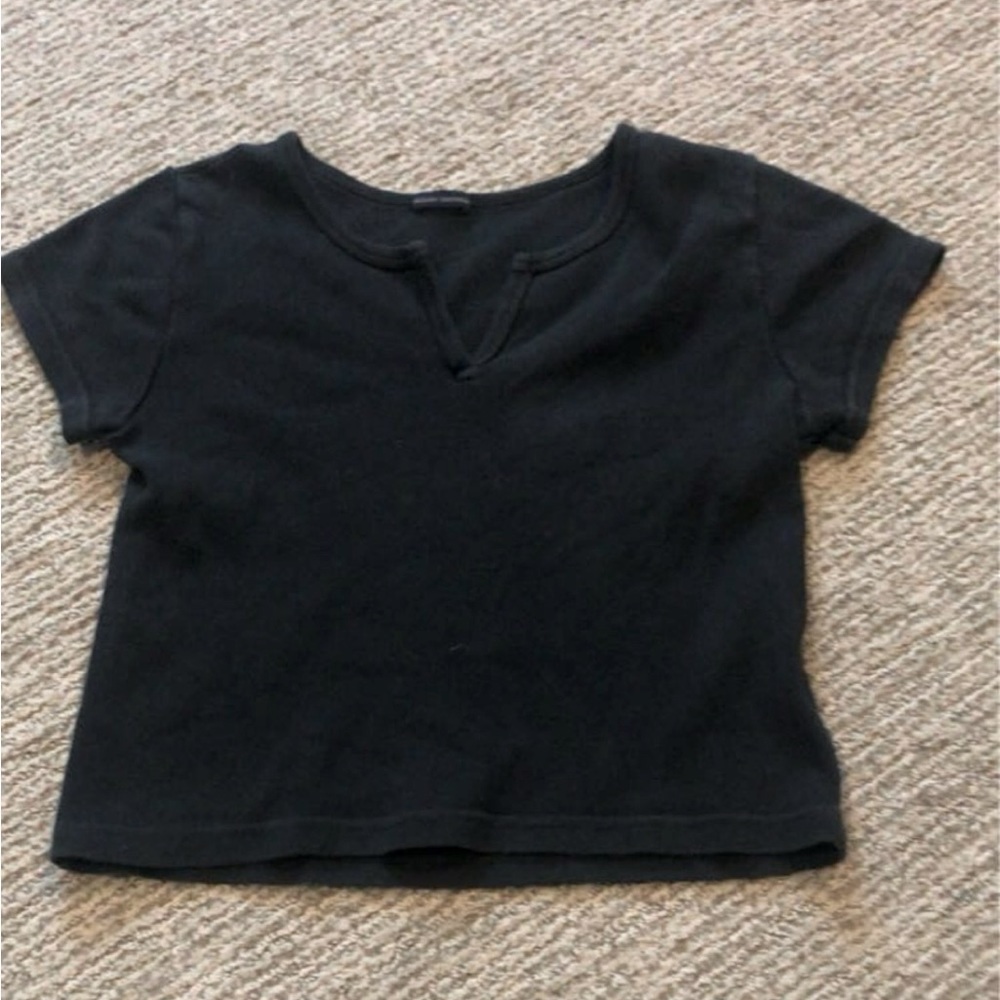 brandy melville black v neck top